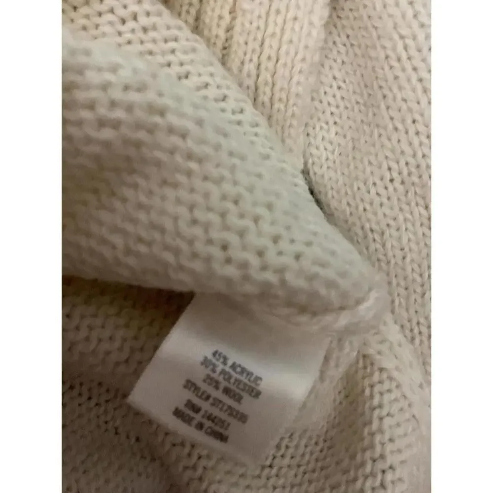 Alya White Wool Blend Turtleneck Sweater with Colorful Pattern Large - Picture 8 of 10